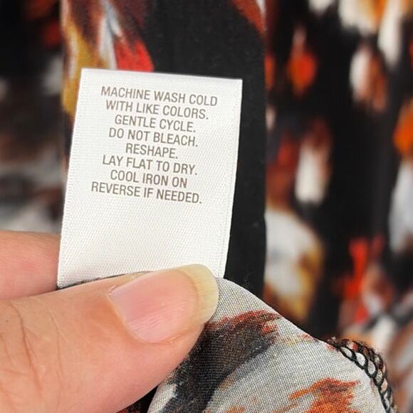 Roz & Ali Chiffon Peplum Womens Top Sz 1X Boho Sheer Bell Sleeve Fall Lagenlook - Picture 10 of 10